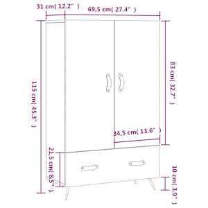 Skříň highboard šedá sonoma 69,5 x 31 x 115 cm kompozitní dřevo - obrázek 13