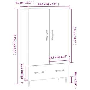 Skříň highboard bílá 69,5 x 31 x 115 cm kompozitní dřevo - obrázek 13