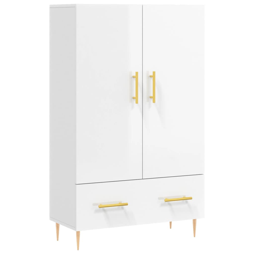 vidaXL Hoge kast 69,5x31x115 cm bewerkt hout hoogglans wit
