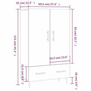 Skříň highboard betonově šedá 69,5x31x115 cm kompozitní dřevo - obrázek 13