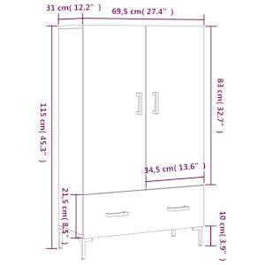 Skříň highboard lesklá bílá 69,5 x 31 x 115 cm kompozitní dřevo - obrázek 13
