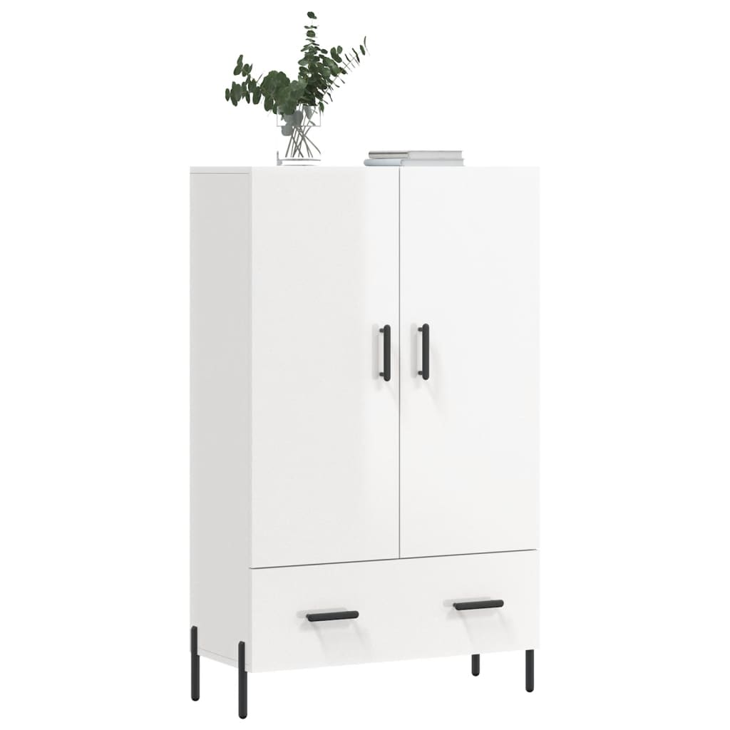 vidaXL Hoge kast 69,5x31x115 cm bewerkt hout hoogglans wit afbeelding