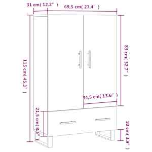 Skříň highboard černá 69,5 x 31 x 115 cm kompozitní dřevo - obrázek 13