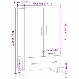 Skříň highboard betonově šedá 69,5x31x115 cm kompozitní dřevo - obrázek 13
