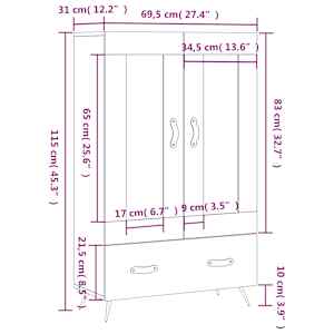 Skříň highboard černá 69,5 x 31 x 115 cm kompozitní dřevo - obrázek 13