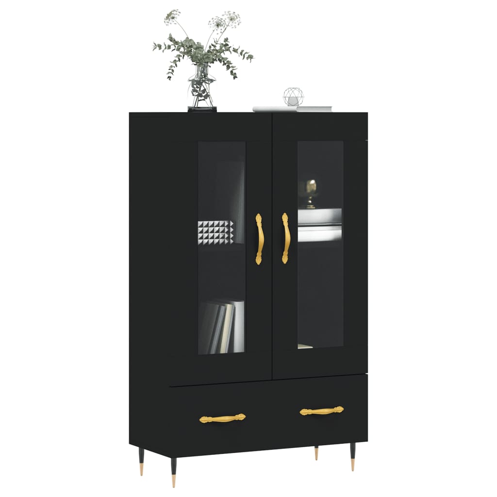 vidaXL Hoge kast 69,5x31x115 cm bewerkt hout zwart afbeelding