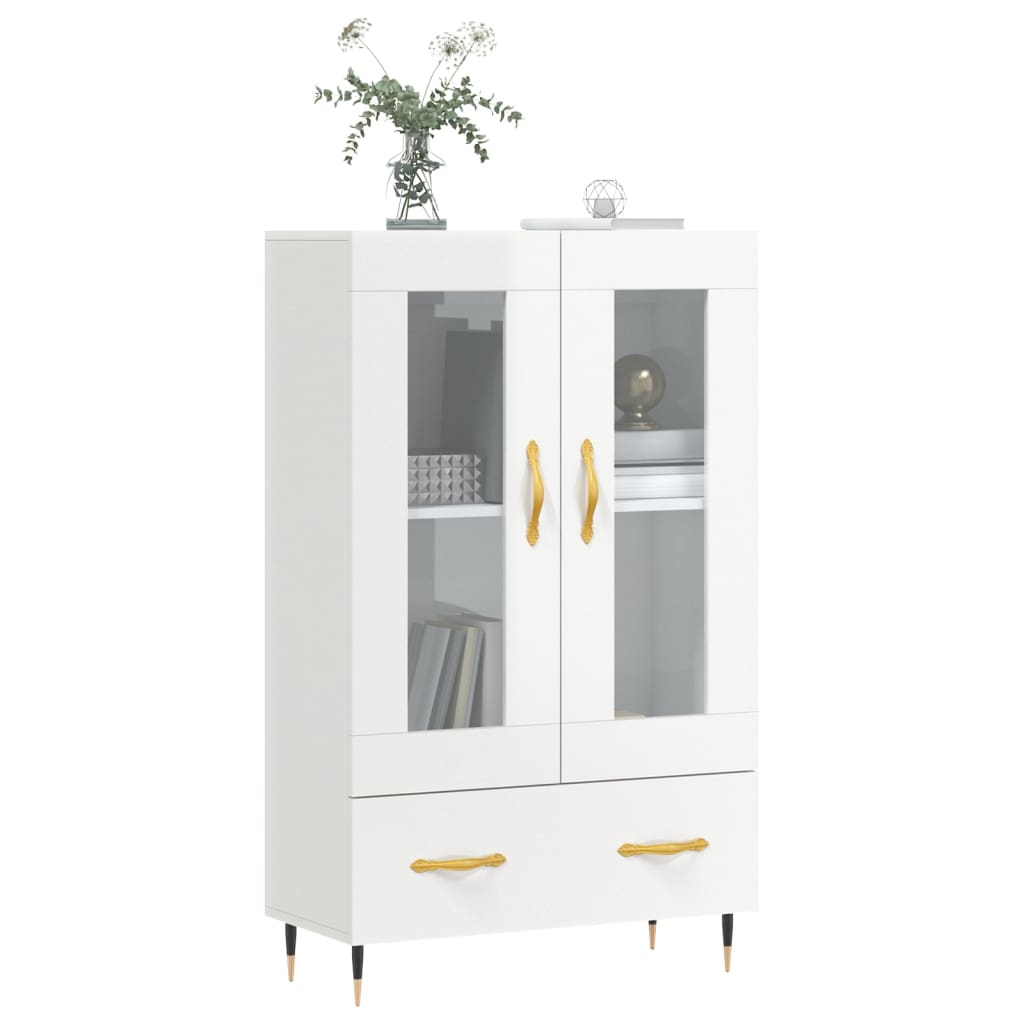 vidaXL Hoge kast 69,5x31x115 cm bewerkt hout hoogglans wit afbeelding