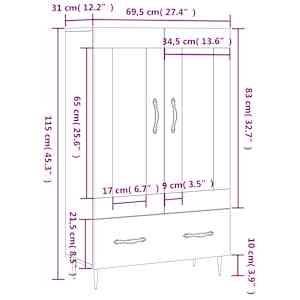 Skříň highboard betonově šedá 69,5x31x115 cm kompozitní dřevo - obrázek 13