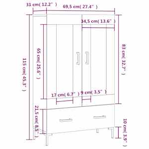 Skříň highboard bílá 69,5 x 31 x 115 cm kompozitní dřevo - obrázek 13