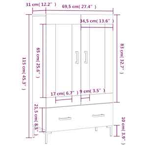 Skříň highboard šedá sonoma 69,5 x 31 x 115 cm kompozitní dřevo - obrázek 13