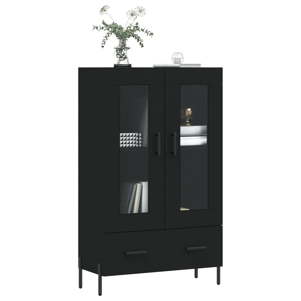 vidaXL Hoge kast 69,5x31x115 cm bewerkt hout zwart afbeelding