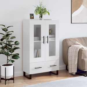 Skříň highboard lesklá bílá 69,5 x 31 x 115 cm kompozitní dřevo - obrázek 1