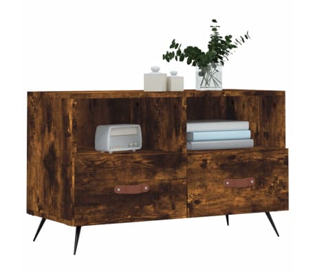vidaXL Comodă TV, stejar fumuriu, 80x36x50 cm, lemn prelucrat