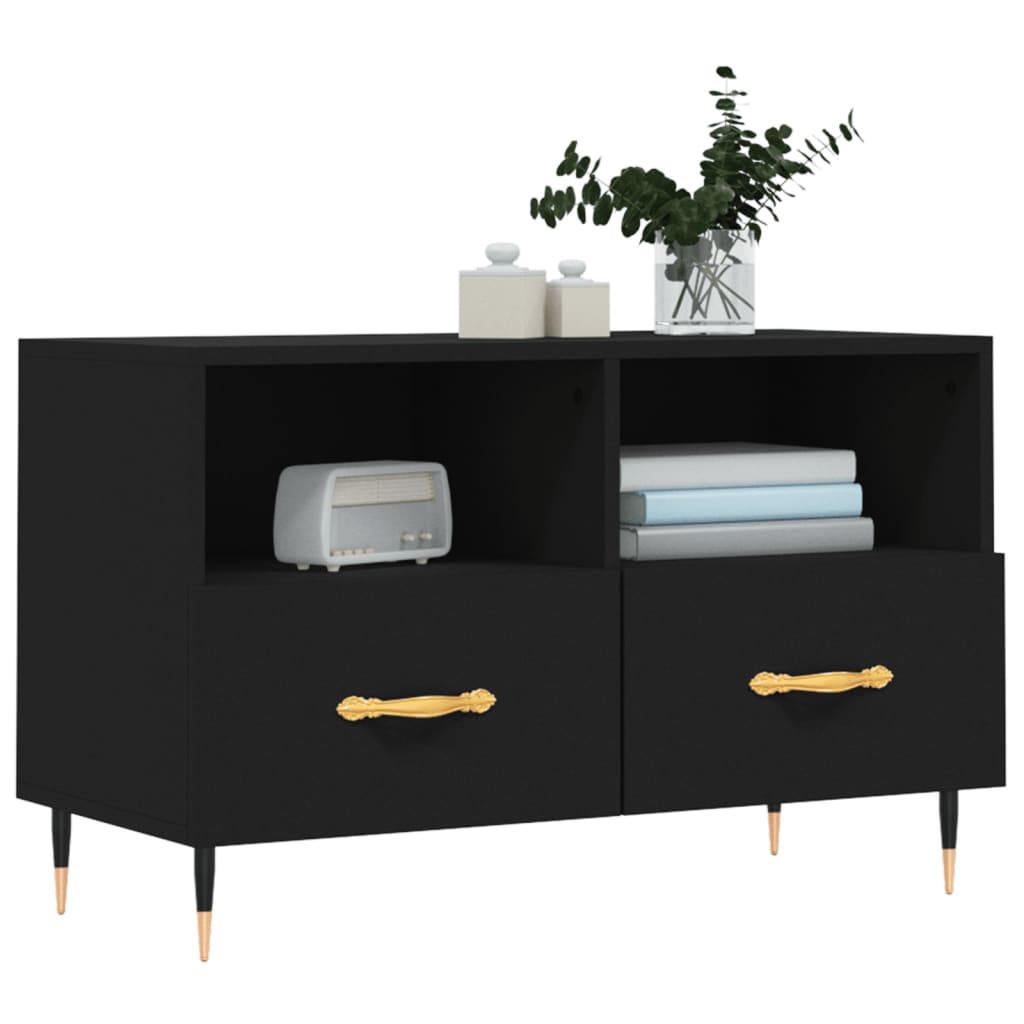 vidaXL Tv-meubel 80x36x50 cm bewerkt hout zwart afbeelding