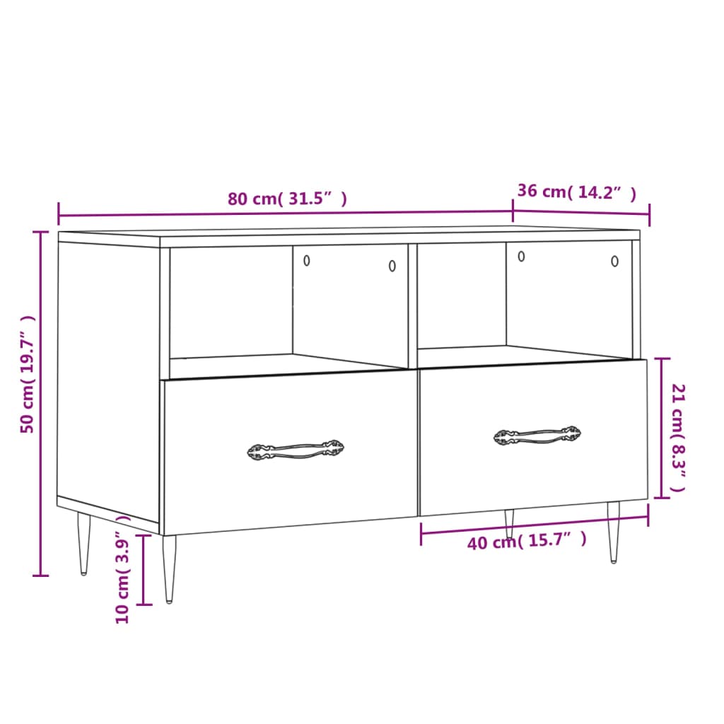 TV ormarić crni 80 x 36 x 50 cm od konstruiranog drva