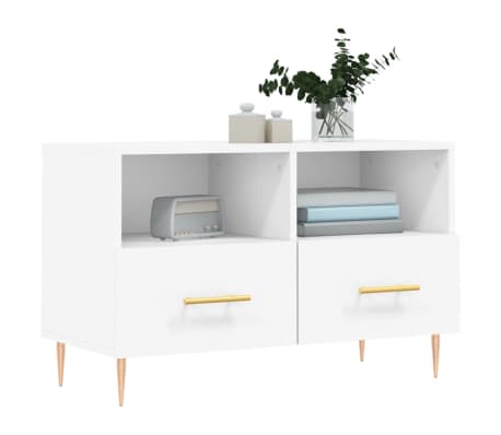 vidaXL Meuble TV Blanc 80x36x50 cm Bois d'ing&eacute;nierie