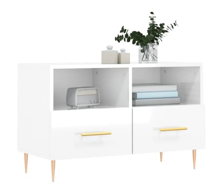 vidaXL Έπιπλο Τηλεόρασης Γυαλ. Λευκό 80x36x50 εκ. Επεξεργασμένο Ξύλο