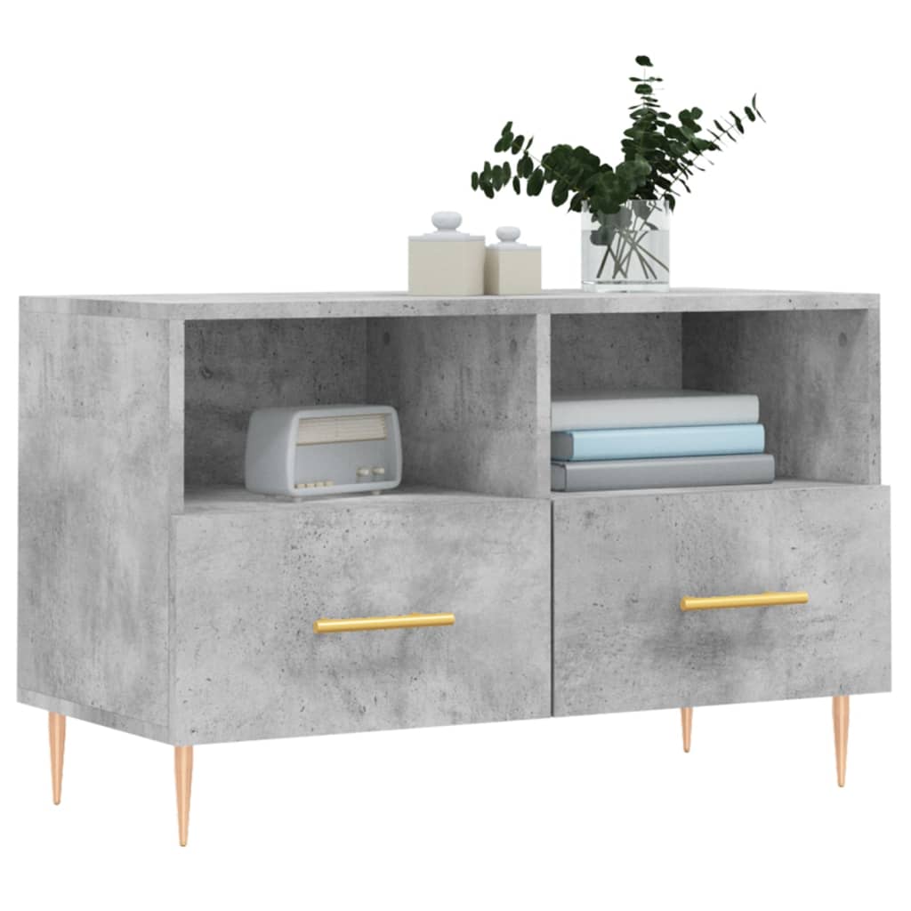 vidaXL Tv-meubel 80x36x50 cm bewerkt hout betongrijs afbeelding