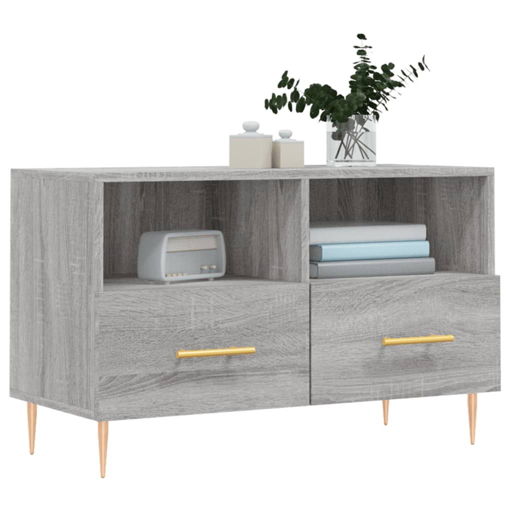 vidaXL Tv-meubel 80x36x50 cm bewerkt hout grijs sonoma eikenkleurig afbeelding