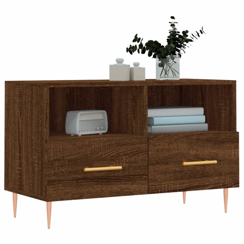 vidaXL Tv-meubel 80x36x50 cm bewerkt hout bruin eikenkleur afbeelding