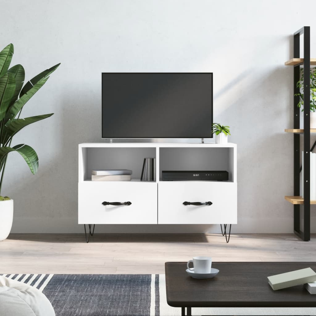 vidaXL Comodă TV, alb, 80x36x50 cm, lemn prelucrat