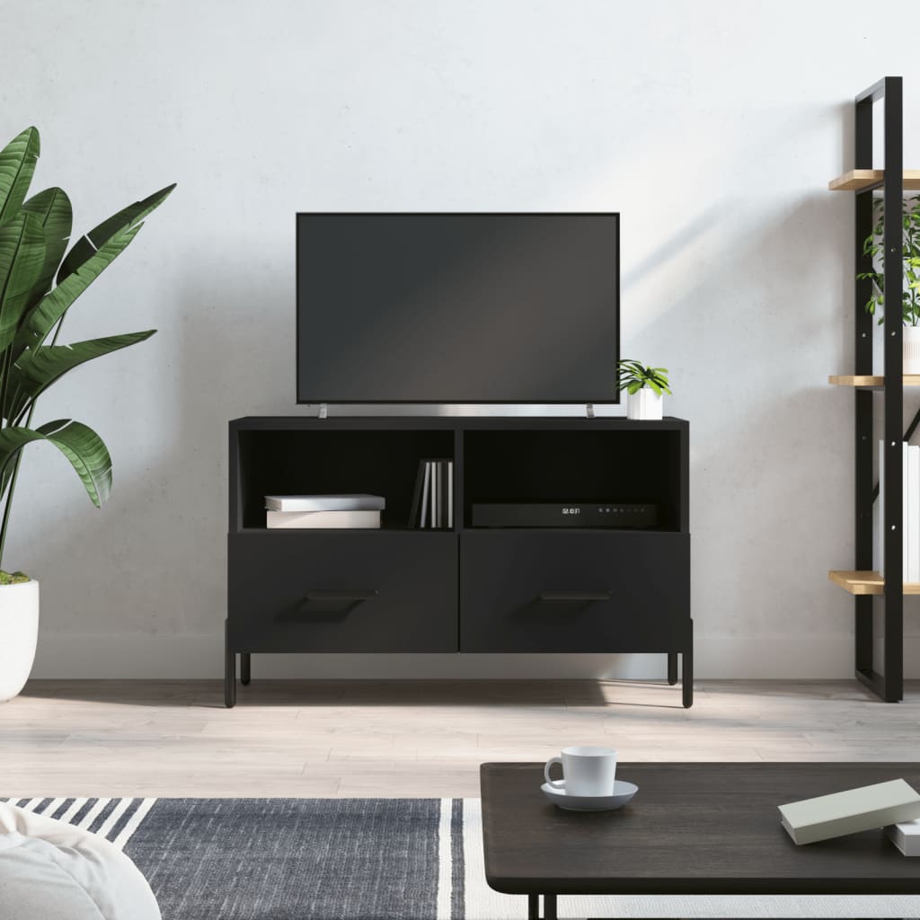 vidaXL Comodă TV, negru, 80x36x50 cm, lemn prelucrat