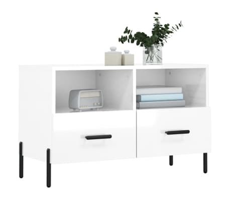 vidaXL TV-Schrank Hochglanz-Wei&szlig; 80x36x50 cm Holzwerkstoff