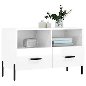 vidaXL TV-Schrank Hochglanz-Wei&szlig; 80x36x50 cm Holzwerkstoff