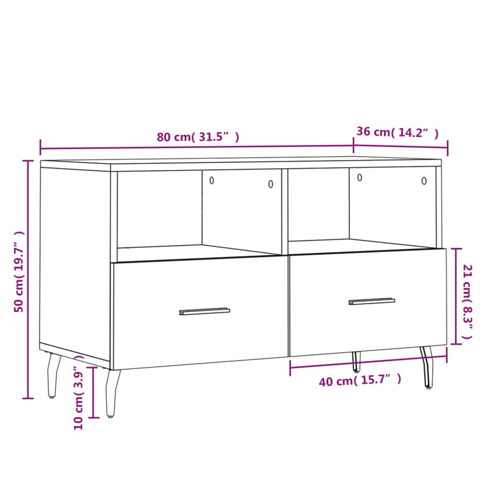 TV ormarić crni 80 x 36 x 50 cm od konstruiranog drva