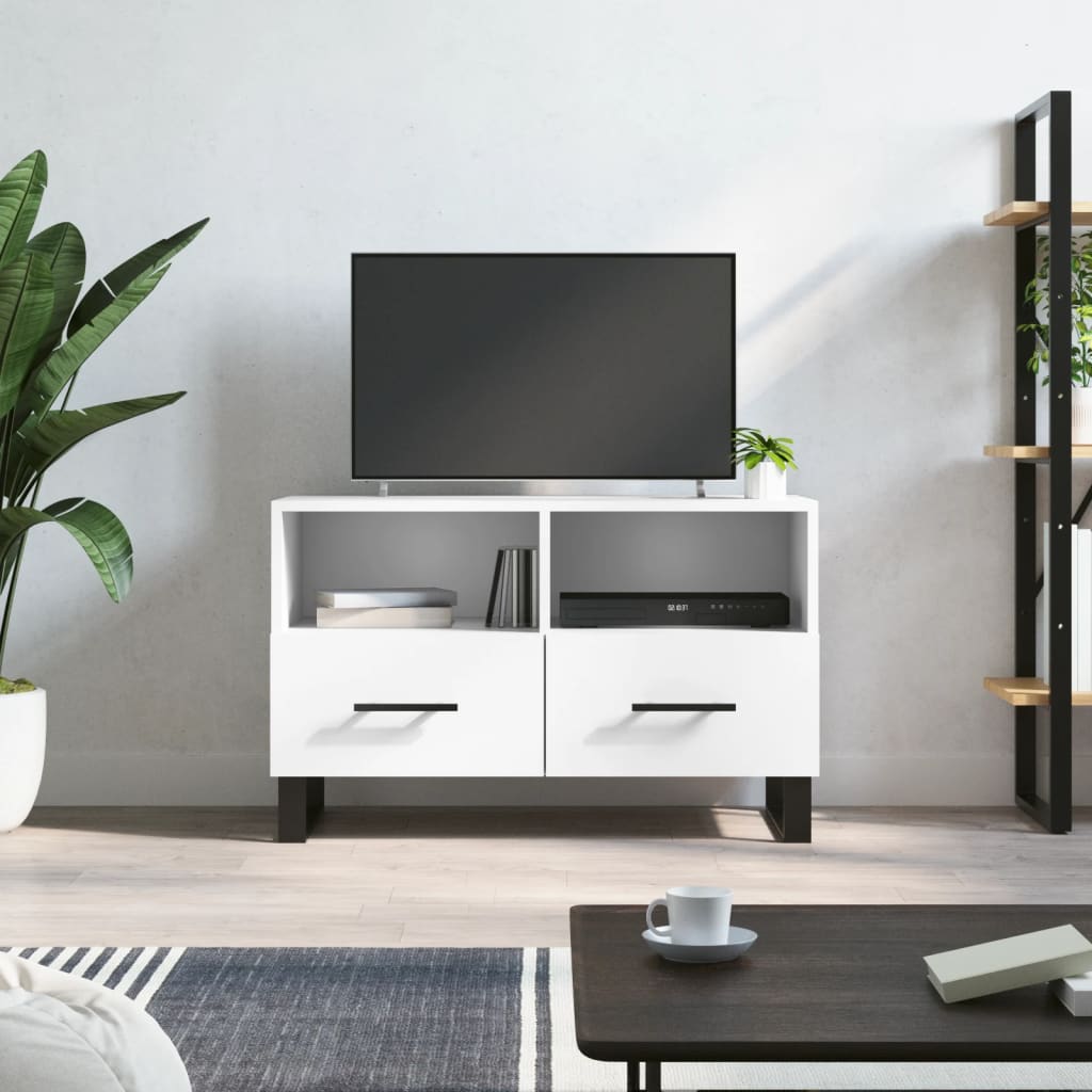 vidaXL Comodă TV, alb, 80x36x50 cm, lemn prelucrat