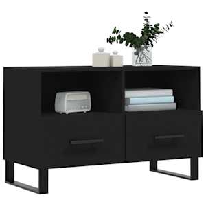 vidaXL Comodă TV, negru, 80x36x50 cm, lemn prelucrat