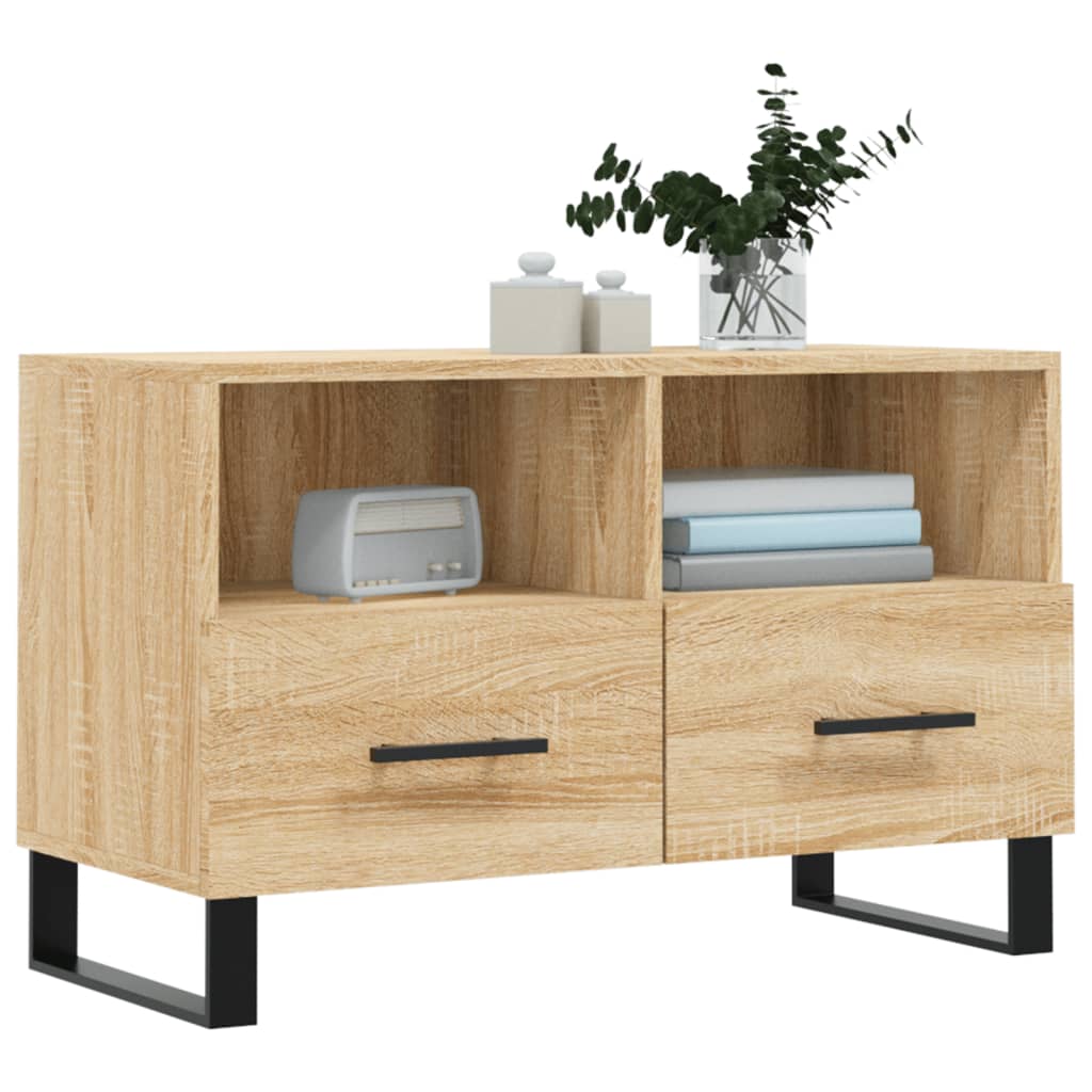 vidaXL Mueble para TV madera contrachapada roble ahumado 80x36x50 cm