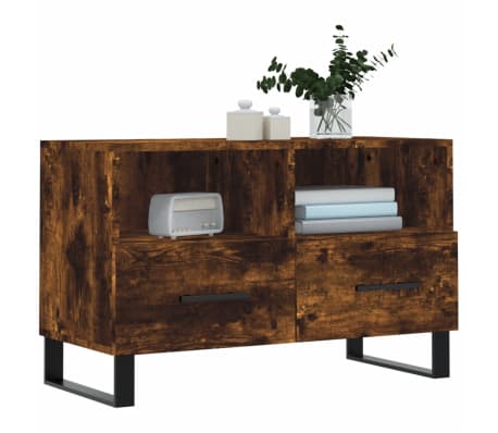 vidaXL Tv-meubel 80x36x50 cm bewerkt hout gerookt eikenkleurig