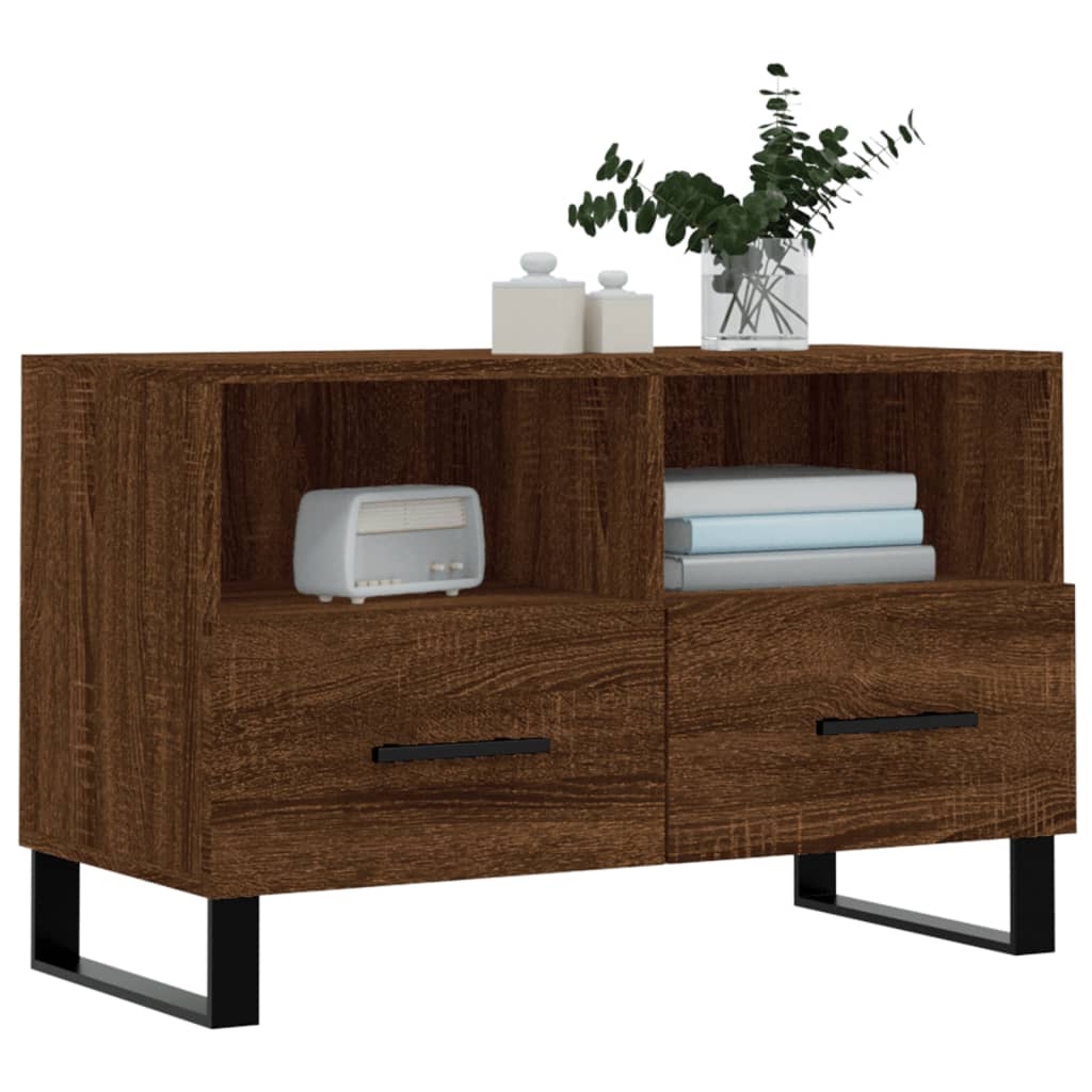 vidaXL Tv-meubel 80x36x50 cm bewerkt hout bruin eikenkleur afbeelding