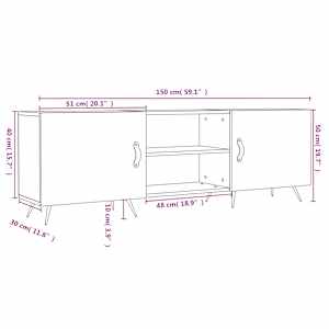 TV skříňka betonově šedá 150 x 30 x 50 cm kompozitní dřevo - obrázek 12