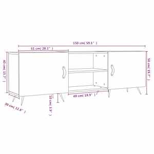TV skříňka kouřový dub 150 x 30 x 50 cm kompozitní dřevo - obrázek 12