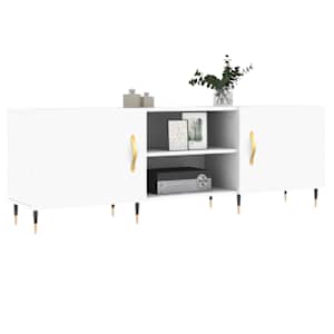 vidaXL Έπιπλο Τηλεόρασης Γυαλ. Λευκό150x30x50εκ.Επεξεργασμένο Ξύλο