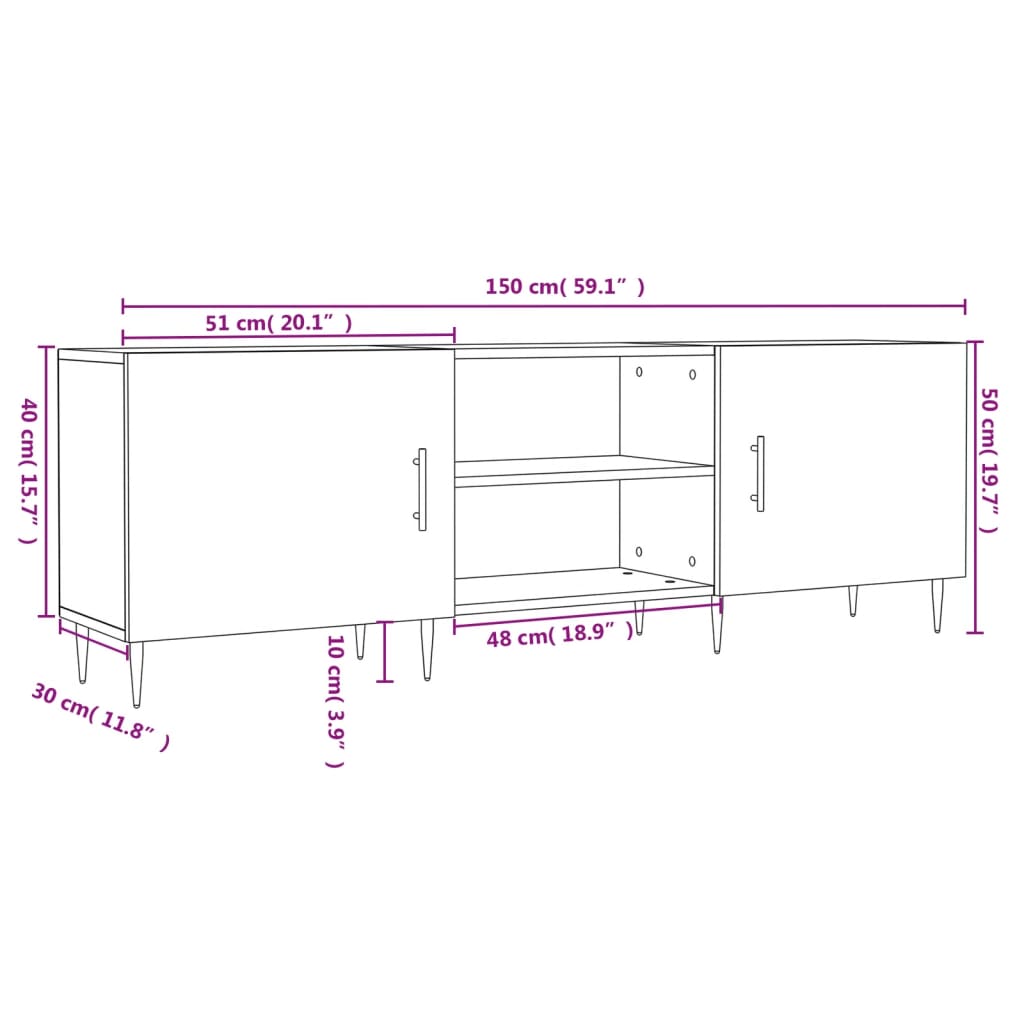 Szafka pod TV 150x30x50cm dąb sonoma