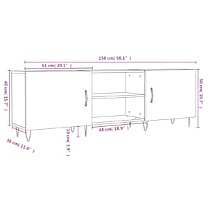 TV skříňka bílá 150 x 30 x 50 cm kompozitní dřevo - obrázek 12