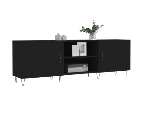 vidaXL Meuble TV noir 150x30x50 cm bois d'ing&eacute;nierie