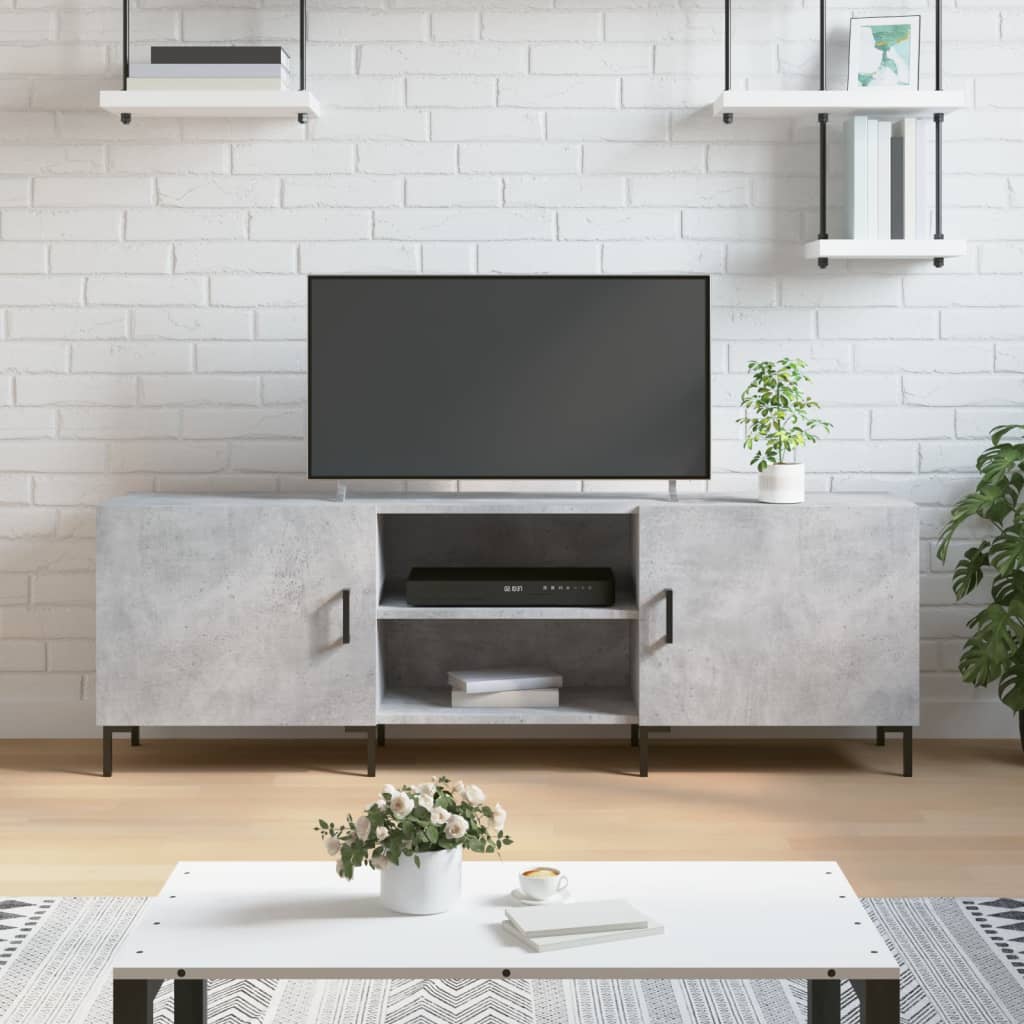 vidaXL Meuble TV gris béton 150x30x50 cm bois d'ingénierie