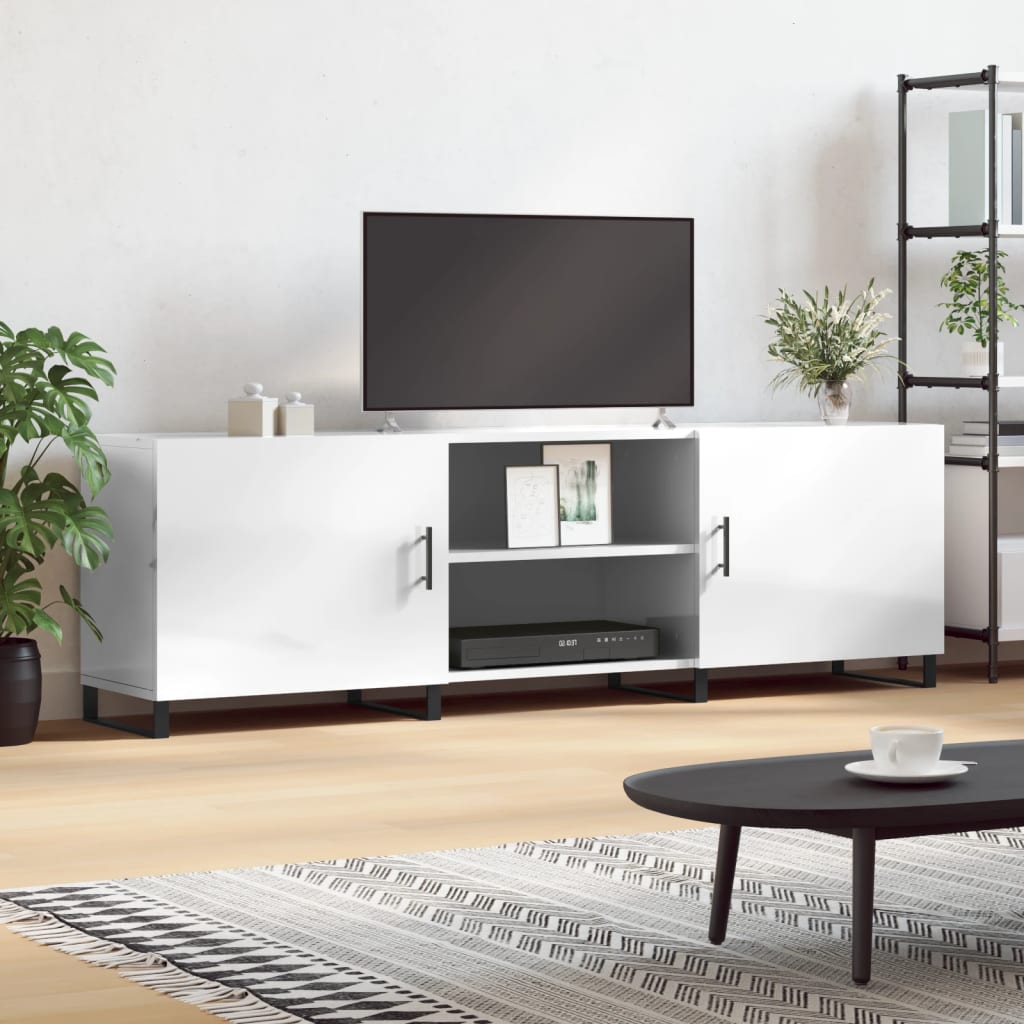 TV skříňka bílá s vysokým leskem 150x30x50 cm kompozitní dřevo