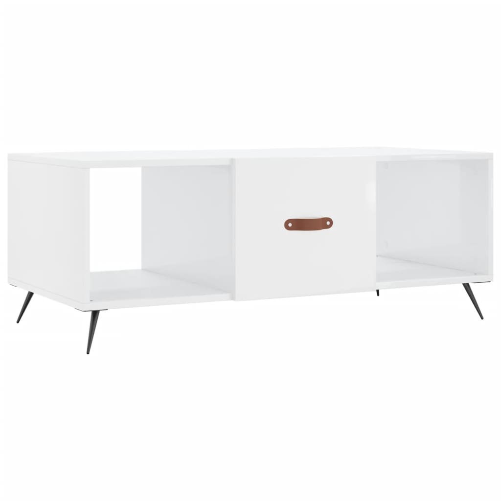 vidaXL Konferenční stolek bílý s leskem 102x50x40 cm kompozitní dřevo