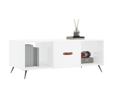 vidaXL S&oacute;fabor&eth; H&aacute;glans Hv&iacute;tt 102x50x40 cm Samsettur Vi&eth;ur