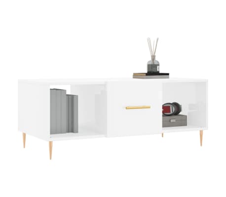 vidaXL Măsuță de cafea, alb extralucios, 102x50x40 cm, lemn prelucrat