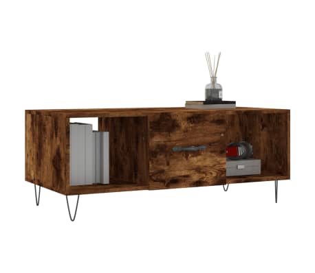 vidaXL Măsuță de cafea, stejar afumat, 102x50x40 cm, lemn prelucrat