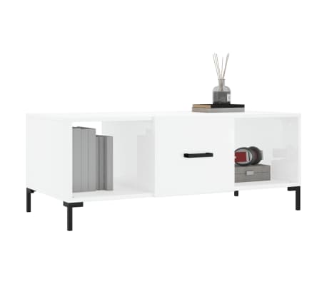 vidaXL Tavolino da Salotto Bianco Lucido 102x50x40cm Legno Multistrato