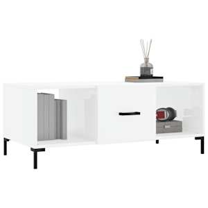 vidaXL Tavolino da Salotto Bianco Lucido 102x50x40cm Legno Multistrato