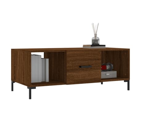 vidaXL Table basse ch&ecirc;ne marron 102x50x40 cm bois d'ing&eacute;nierie