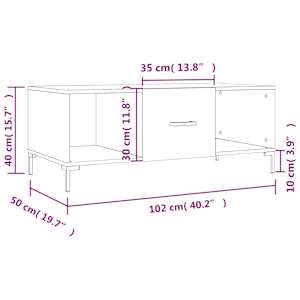 Konferenční stolek hnědý dub 102 x 50 x 40 cm kompozitní dřevo - obrázek 13